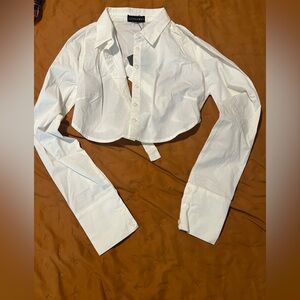 White button up crop top